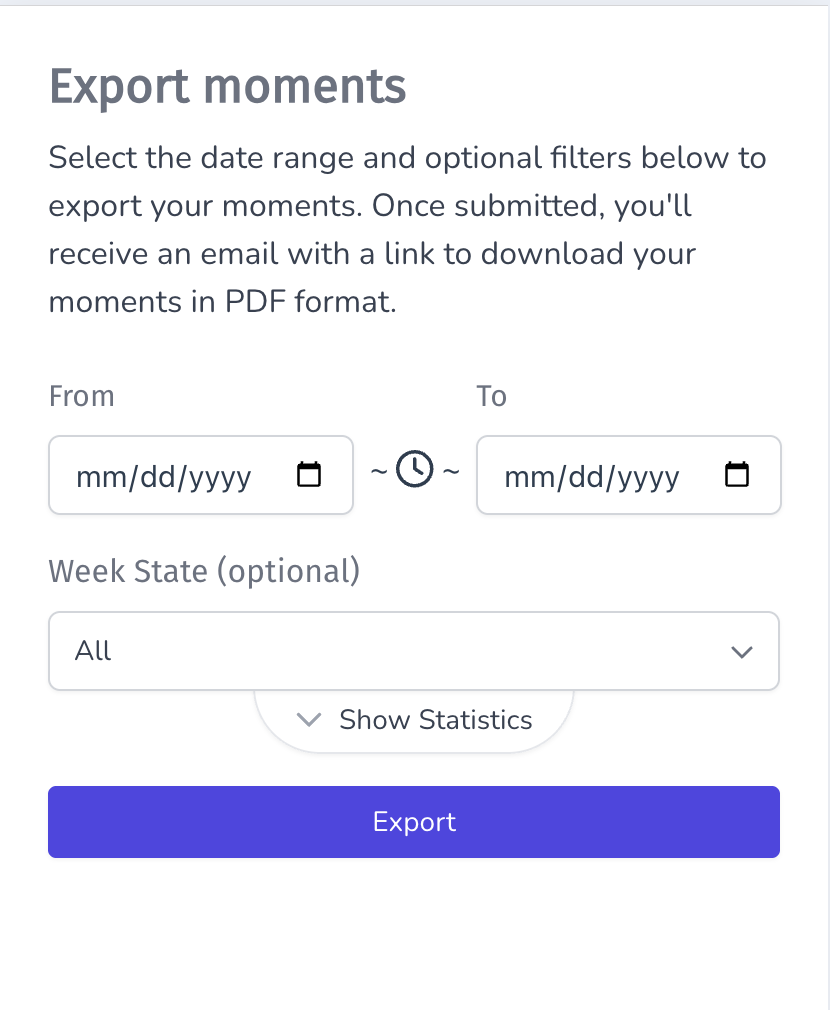 Export moments